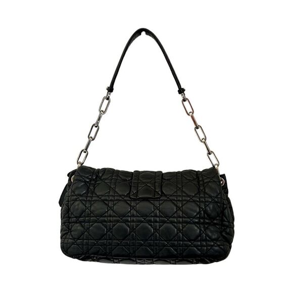 Authentic Christian Dior Black Cannage Quilted Lambskin Leather New Lock Bag - Picture 2 of 13